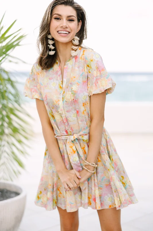 Quick - Dry Casual Dresses for Travel and Outdoor Use Clear Skies Ahead Pink Abstract Dress Quick - Dry Casual Dresses for Travel and Outdoor Use Clear Skies Ahead Pink Abstract Dress