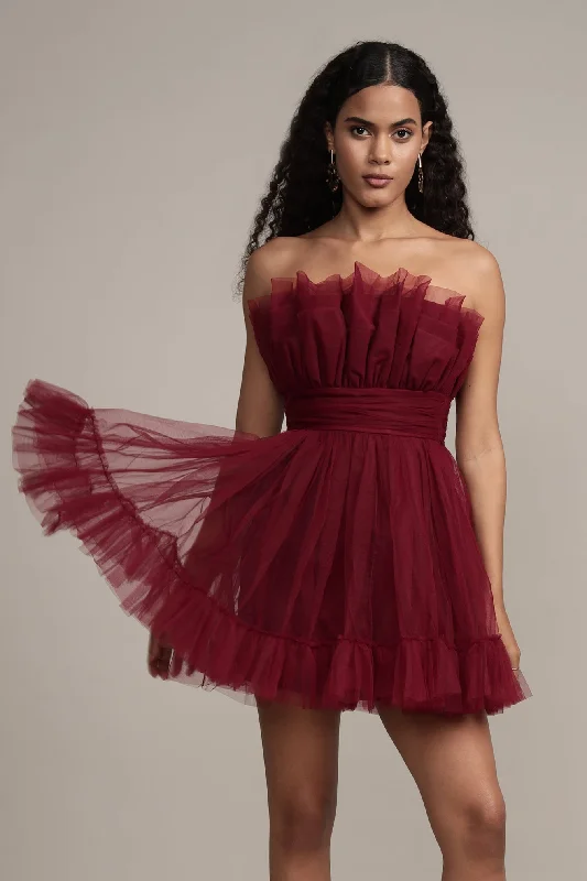 Spring - Season Casual Dresses in Fresh Colors Caspian Tulle Mini Dress in Astro Red Spring - Season Casual Dresses in Fresh Colors Caspian Tulle Mini Dress in Astro Red