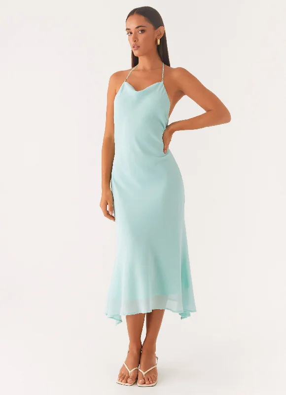Machine - Washable Casual Dresses for Hassle - Free Care​ Deep Dive Midi Dress - Pale Blue