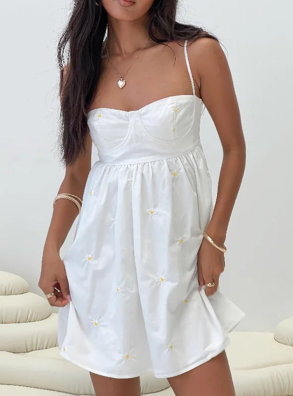 Animal print mini dresses for a bold statement Addington Floral Mini Dress White