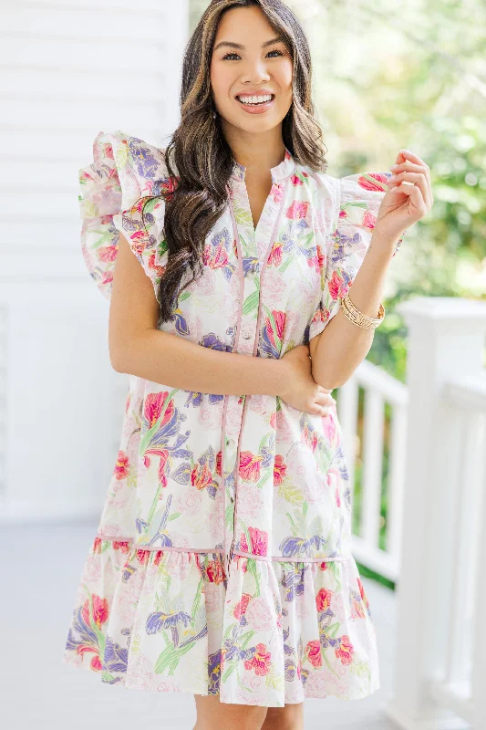 Tie - Dye Casual Dresses for a Retro Style​ Looking For Joy Pink Floral Dress
