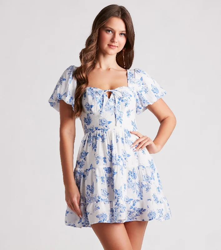 Petite - Sized Casual Dresses for Smaller Frames Vineyard Gal Floral Woven Skater Dress Petite - Sized Casual Dresses for Smaller Frames Vineyard Gal Floral Woven Skater Dress