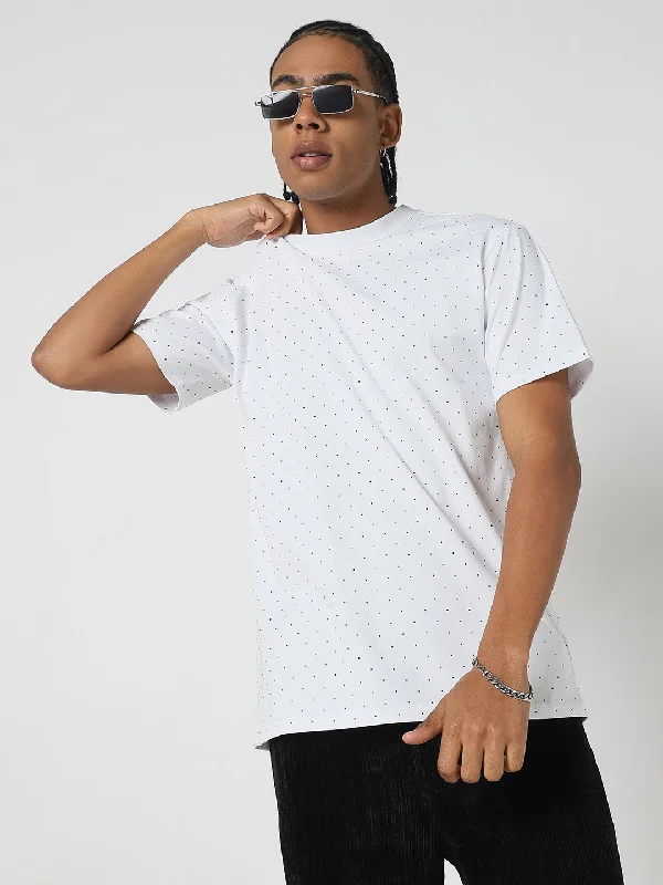 Men's antimicrobial t - shirts for odor - free freshness during travelMen Casual White & Black Dots T-Shirt Men's antimicrobial t - shirts for odor - free freshness during travelMen Casual White & Black Dots T-Shirt