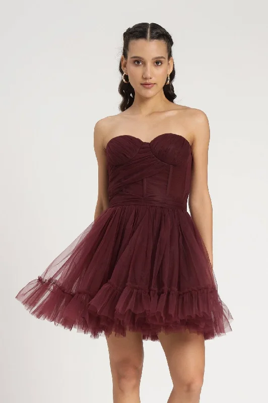 Outdoor Event Casual Dresses in Durable Fabrics​ Lauren Plum Tulle Mini Dress