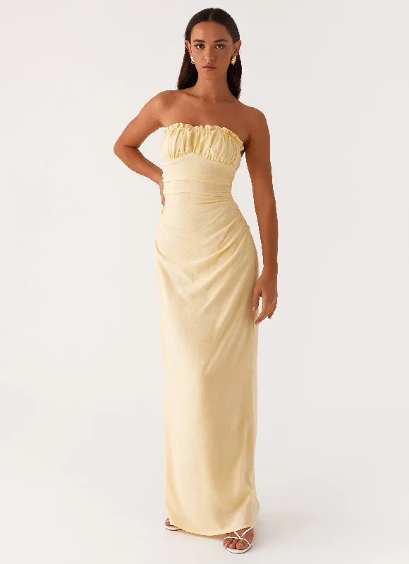 Weekend - Wear Casual Dresses for a Laid - Back Look Xena Gathered Maxi Dress - Yellow Weekend - Wear Casual Dresses for a Laid - Back Look Xena Gathered Maxi Dress - Yellow