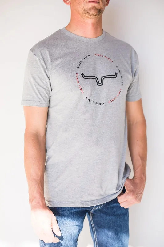 Men's printed Hawaiian t - shirts for tropical vacationsKimes Ranch Mens Circular Repeat Grey Heather Cotton blend S/S T-Shirt Men's printed Hawaiian t - shirts for tropical vacationsKimes Ranch Mens Circular Repeat Grey Heather Cotton blend S/S T-Shirt