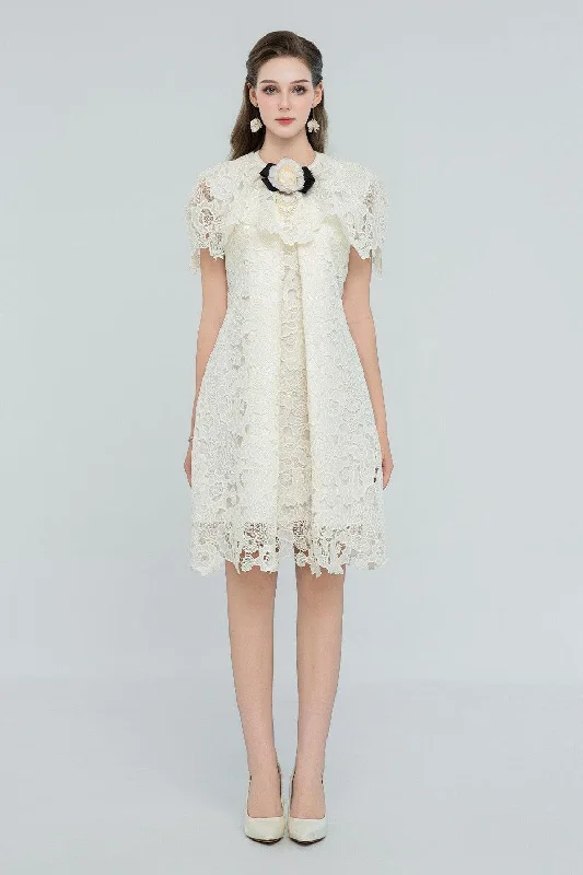 Beach Casual Dresses with a Breezy Design​ Nataly A-line Draped Lace Mini Dress