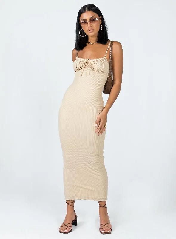 Dry - Clean - Only Casual Dresses for Delicate Fabrics Slow Dancing Maxi Dress Beige Dry - Clean - Only Casual Dresses for Delicate Fabrics Slow Dancing Maxi Dress Beige