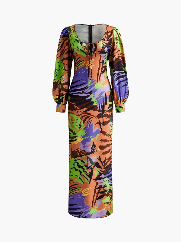 Home - Wear Casual Dresses for Comfort at Home​ Print Cutout Zipper Dress