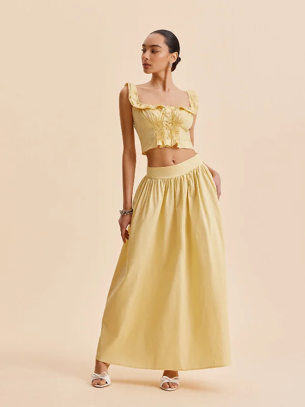Two - Piece Casual Dresses for a Modular Look​ Ruffled Crop Top Skirt Set