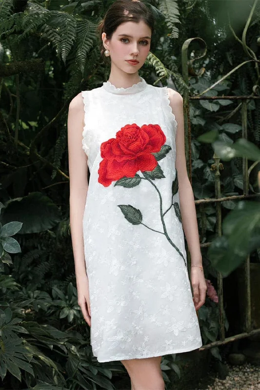 Abstract - Printed Casual Dresses for a Contemporary Vibe Marie Cla Straight High Neck Foam Organza Knee-length Dress Abstract - Printed Casual Dresses for a Contemporary Vibe Marie Cla Straight High Neck Foam Organza Knee-length Dress