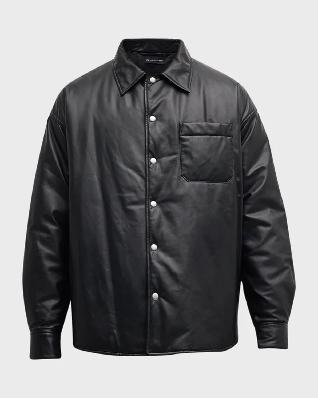 Men jackets with a media - friendly pocket for easy access to gadgets Men coats made from recycled materials for an eco - friendly choice Men's Leather Scout Overshirt