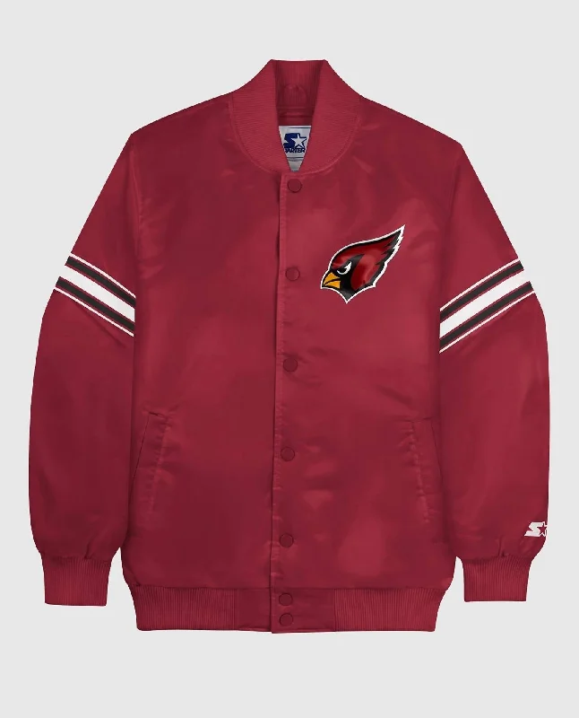 Windbreaker men jackets with UV protection for outdoor activities Long - line men coats reaching below the knee for maximum coverage Men's Arizona Cardinals Satin Full-Snap Jacket In Red