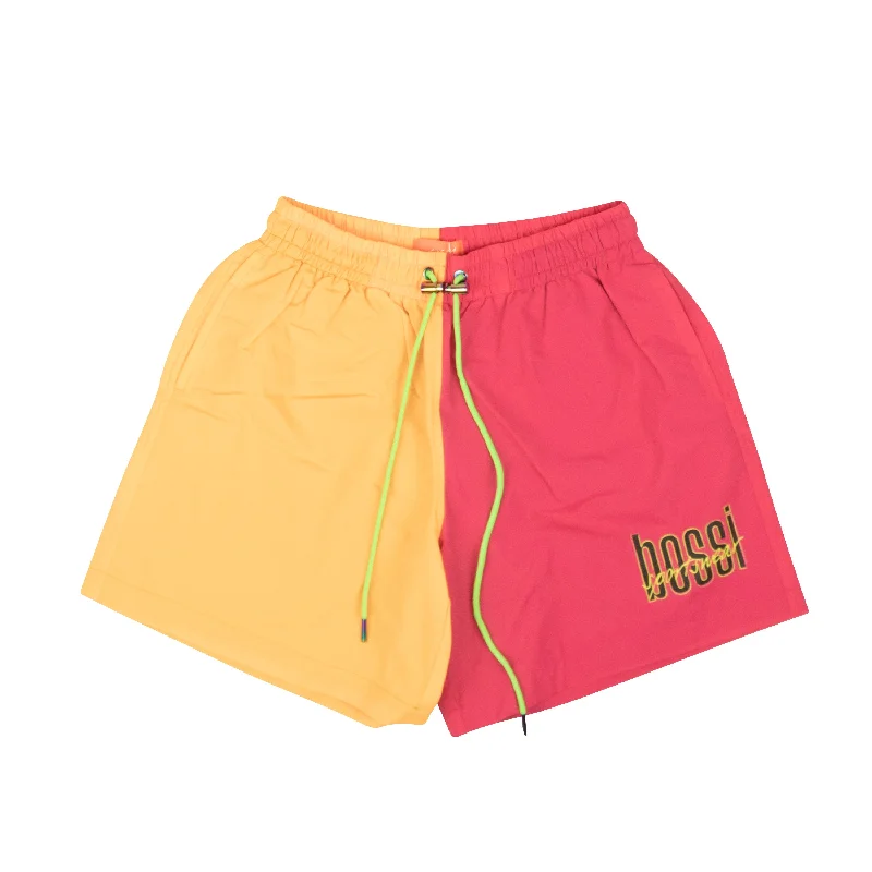 Men's adjustable - length convertible shorts for versatile use Bossi Split Shorts - Magenta/Yellow Men's adjustable - length convertible shorts for versatile use Bossi Split Shorts - Magenta/Yellow