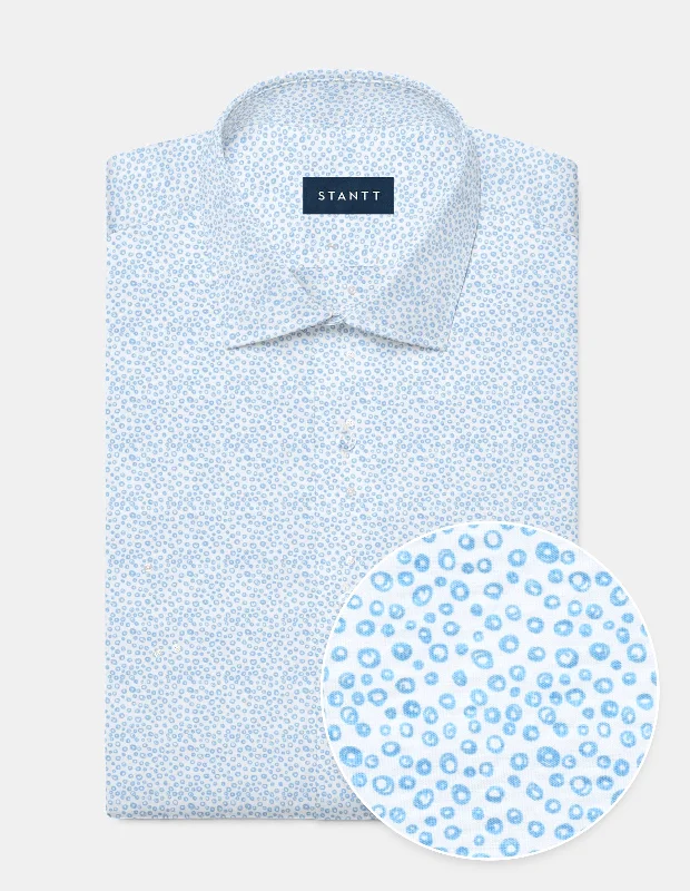 Men's Silk - Finished Dress Shirts in Silver Grey for a Glamorous Evening Look Aqua Blue Bubble Print Men's Silk - Finished Dress Shirts in Silver Grey for a Glamorous Evening Look Aqua Blue Bubble Print
