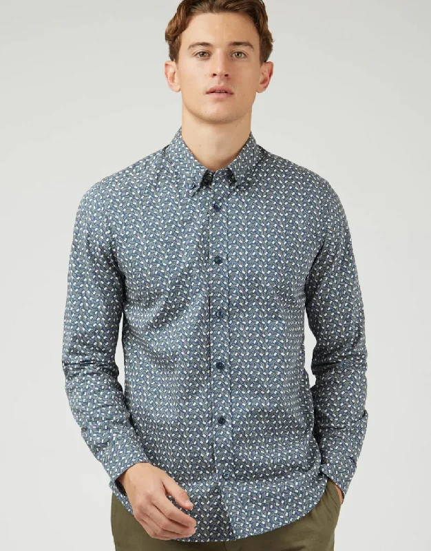 Men's Thermal - Lined Casual Shirts in Black for Added Warmth in Cold Weather Ben Sherman Dash Print Blue Denim Shirt Men's Thermal - Lined Casual Shirts in Black for Added Warmth in Cold Weather Ben Sherman Dash Print Blue Denim Shirt