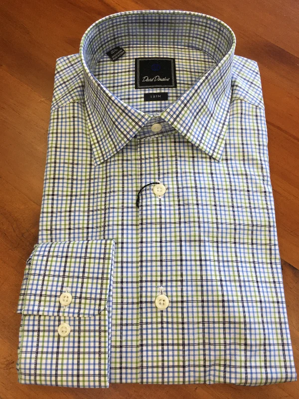Plus Size Men's Striped Dress Shirts in Navy and White for a Nautical - Inspired Style Blue and Green Plaid Spread Collar Trim Fit Plus Size Men's Striped Dress Shirts in Navy and White for a Nautical - Inspired Style Blue and Green Plaid Spread Collar Trim Fit