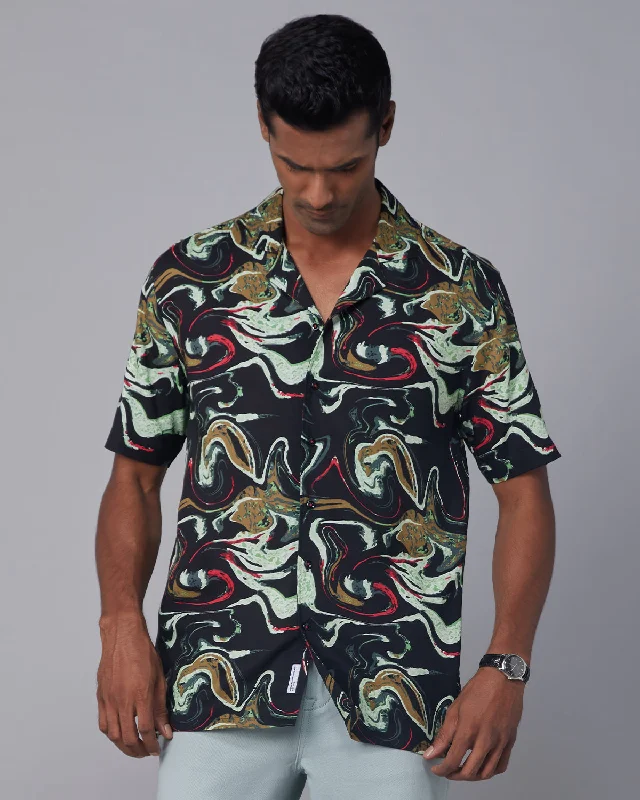 Men's Organic Cotton Casual Shirts with a Soft Handfeel for Everyday Comfort Abstract Marble Printed Shirt - Black Men's Organic Cotton Casual Shirts with a Soft Handfeel for Everyday Comfort Abstract Marble Printed Shirt - Black