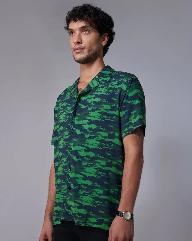 Men's Stretch - Fabric Casual Shirts in Navy Blue for a Comfortable and Flexible Fit Camo Printed Shirt - Green Men's Stretch - Fabric Casual Shirts in Navy Blue for a Comfortable and Flexible Fit Camo Printed Shirt - Green