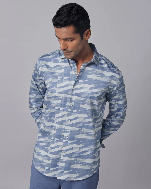 Men's Thermal - Lined Casual Shirts in Black for Added Warmth in Cold Weather Geometric Printed Shirt - Light Blue Men's Thermal - Lined Casual Shirts in Black for Added Warmth in Cold Weather Geometric Printed Shirt - Light Blue