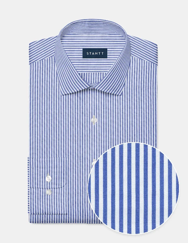 Plus Size Men's Striped Dress Shirts in Navy and White for a Nautical - Inspired Style Cobalt Blue Bengal Stripe Plus Size Men's Striped Dress Shirts in Navy and White for a Nautical - Inspired Style Cobalt Blue Bengal Stripe