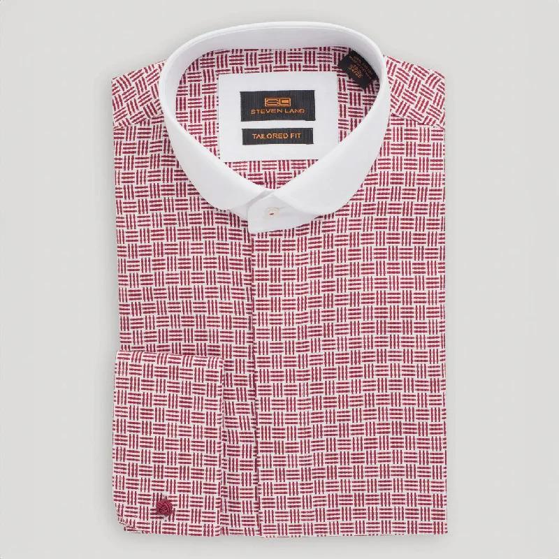 Men's Stretch Fabric Dress Shirts in Tan for a Comfortable and Flexible Fit All Day Long The Alder Dress Shirt |Rounded French Cuff & Club Collar | Burgundy Men's Stretch Fabric Dress Shirts in Tan for a Comfortable and Flexible Fit All Day Long The Alder Dress Shirt |Rounded French Cuff & Club Collar | Burgundy