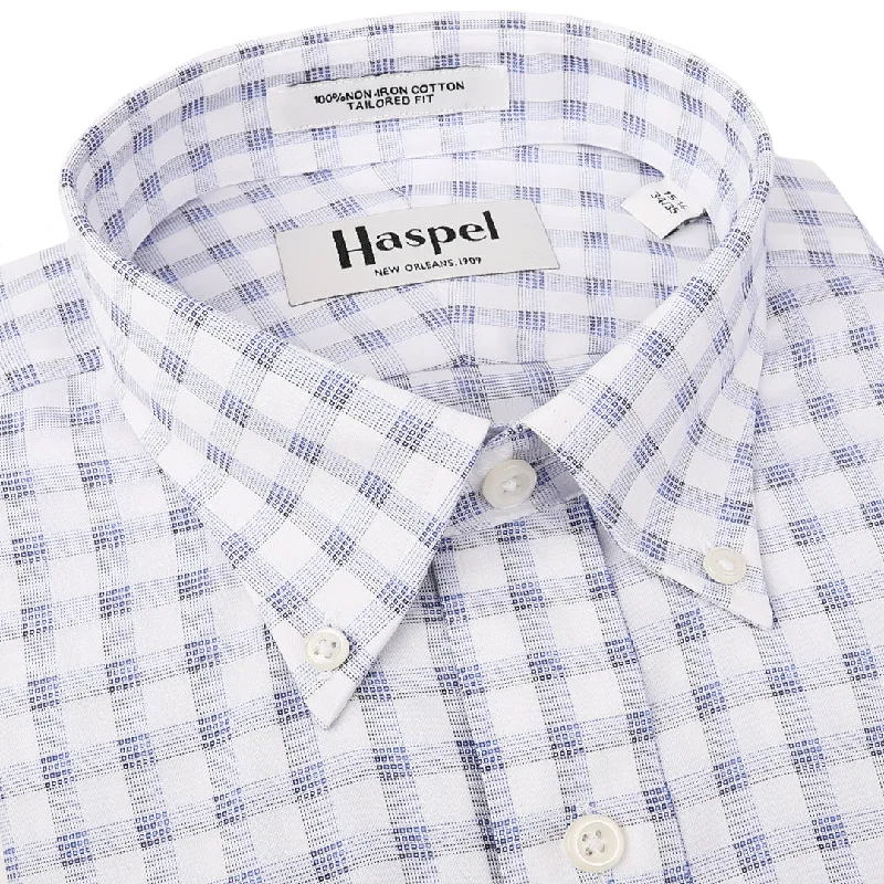Plus Size Men's Patterned Dress Shirts in Subtle Checks for a Smart - Casual Office Ensemble Henry White Ground Box Plaid Button Down Trim Fit Dress Shirt Plus Size Men's Patterned Dress Shirts in Subtle Checks for a Smart - Casual Office Ensemble Henry White Ground Box Plaid Button Down Trim Fit Dress Shirt