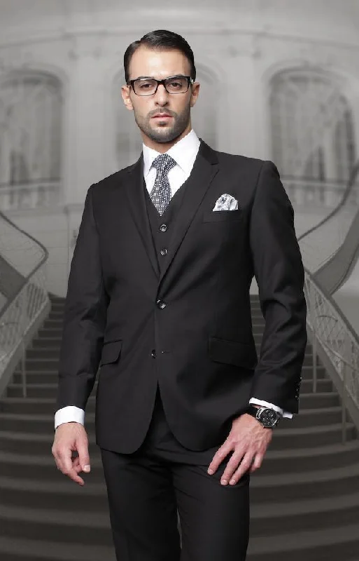 Men's Embroidered Detail Casual Shirts in Beige for a Touch of Elegance Men's 3 Piece Regular Fit Wool Suit by Statement-Black Men's Embroidered Detail Casual Shirts in Beige for a Touch of Elegance Men's 3 Piece Regular Fit Wool Suit by Statement-Black