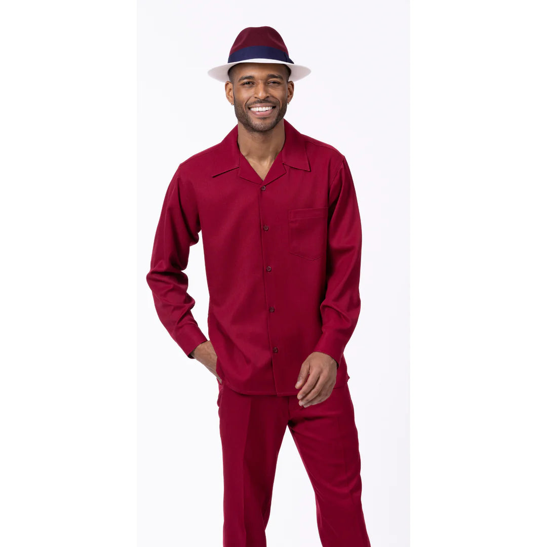 Men's Linen Blend Casual Shirts with Roll - Up Sleeves for a Summer Beach Look Montique Men's 2 Piece Long Sleeve Walking Suit Solid Burgundy Men's Linen Blend Casual Shirts with Roll - Up Sleeves for a Summer Beach Look Montique Men's 2 Piece Long Sleeve Walking Suit Solid Burgundy