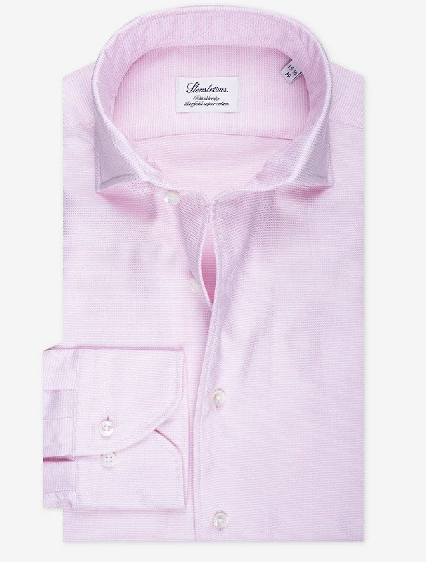 Men's Linen Blend Casual Shirts with Roll - Up Sleeves for a Summer Beach Look Pink Textured Cotton Fitted Body Shirt Men's Linen Blend Casual Shirts with Roll - Up Sleeves for a Summer Beach Look Pink Textured Cotton Fitted Body Shirt