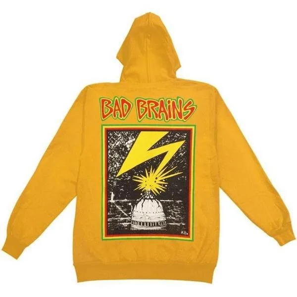 Men hoodie with a detachable hood for versatility Bad Brains Capitol Hooded Sweatshirt Yellow Men hoodie with a detachable hood for versatility Bad Brains Capitol Hooded Sweatshirt Yellow