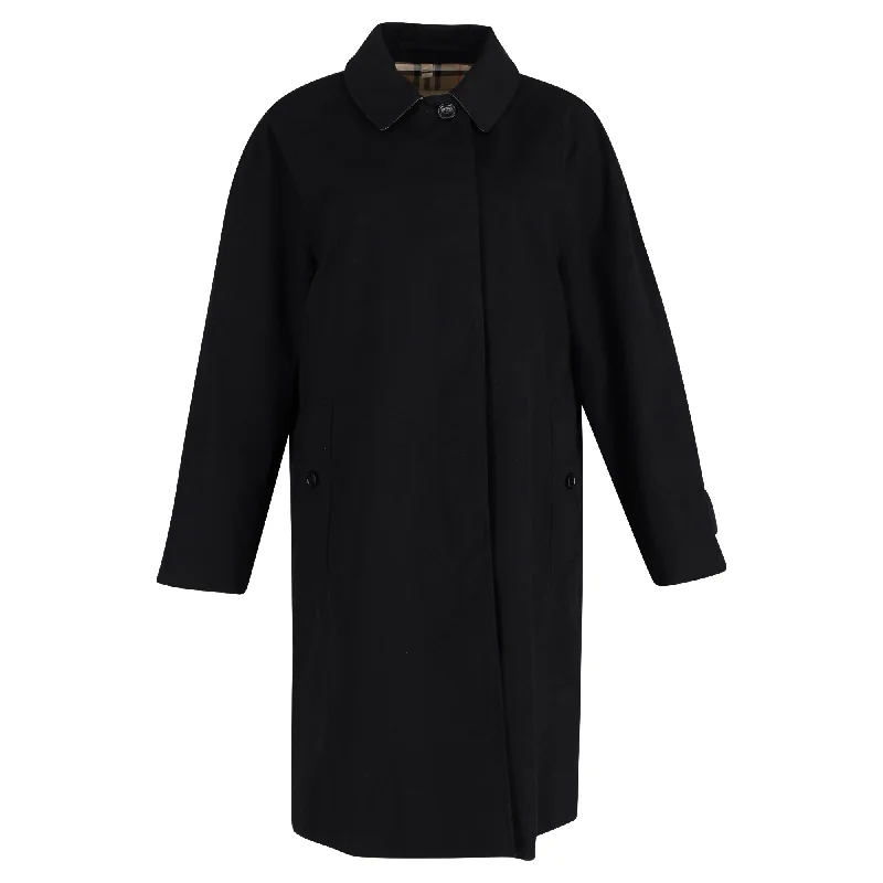 Burberry Camden Gaberdine Car Coat in Black Cotton