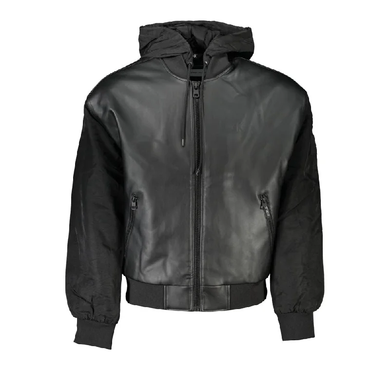 Slim - fit leather men jackets with a distressed finish for a rugged look Calvin Klein Polyethylene Men's Jacket Slim - fit leather men jackets with a distressed finish for a rugged look Calvin Klein Polyethylene Men's Jacket