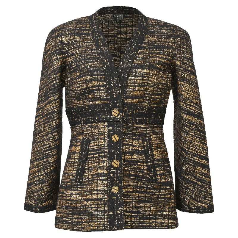 Chanel 2019 Tweed Pattern Evening Jacket in Black and Gold Wool