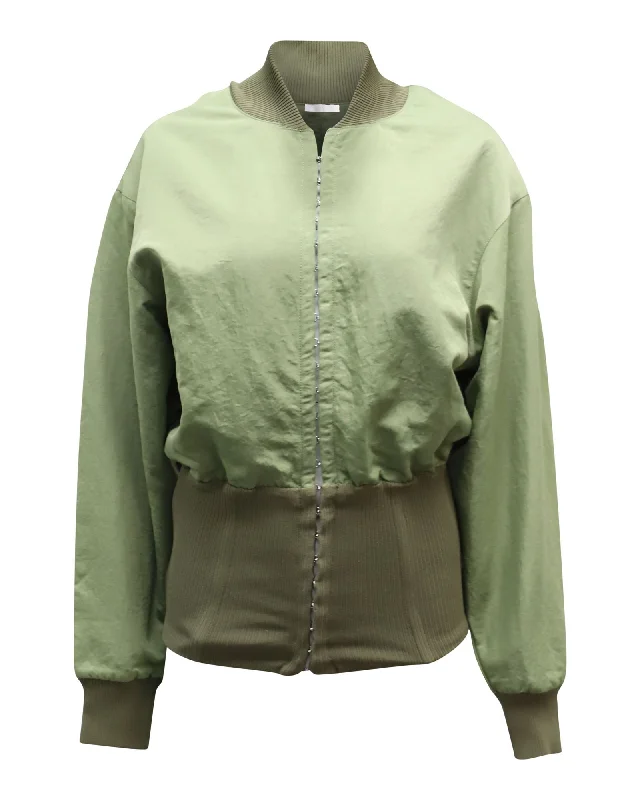 Dion Lee Hook and Eye Bomber Jacket in Olive Green Nylon