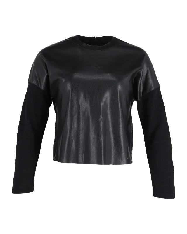 Dsquared2 Faux Leather Jumper in Black Polyester