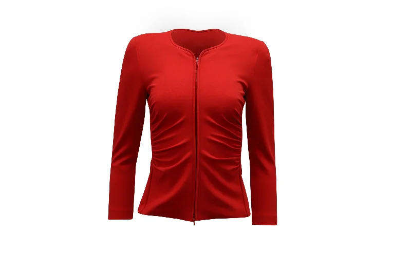 Emporio Armani Starburst Pleat Jacket in Red Viscose