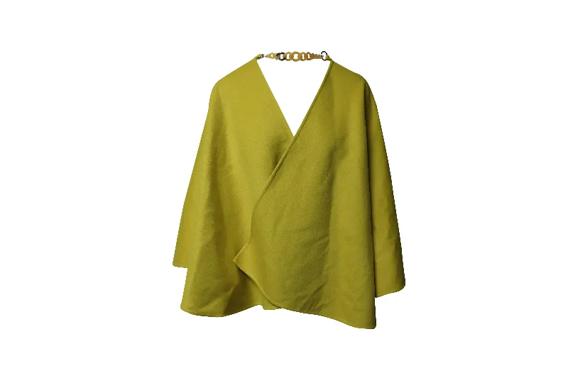 Ermanno Scervino Wide Sleeve Cape-Coat in Yellow Wool