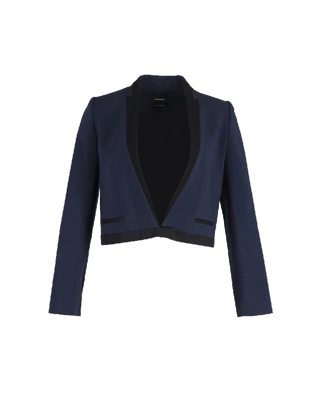 Isabel Marant Jamet Cropped Blazer in Blue Wool