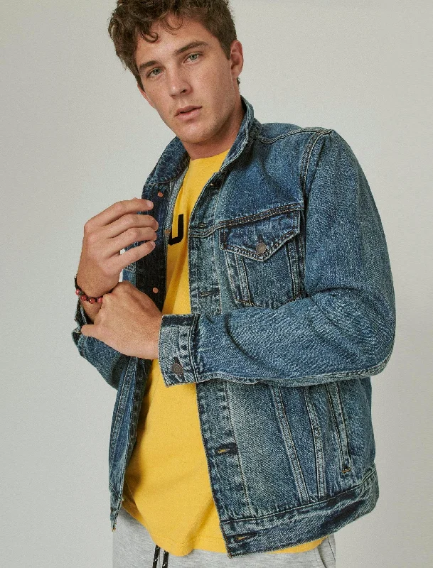 Men jackets with a zip - off sleeves to convert to a vest Lucky Brand Men's The Trucker Jacket Men jackets with a zip - off sleeves to convert to a vest Lucky Brand Men's The Trucker Jacket