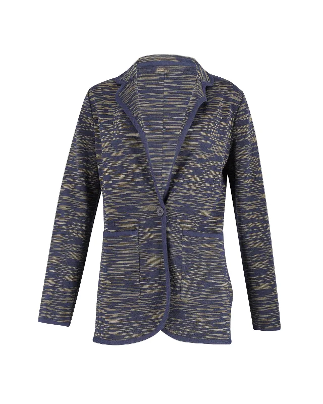 Missoni Knit Single-Breasted Jacket in Navy Wool