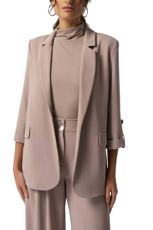 Notched Collar Blazer In Latte