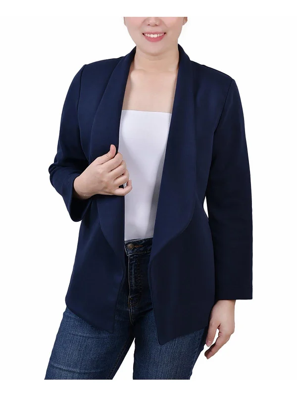 Petites Womens Drapey Business Open-Front Blazer