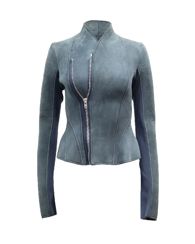 Rick Owens Lilies Campala Jacket in Blue Suede