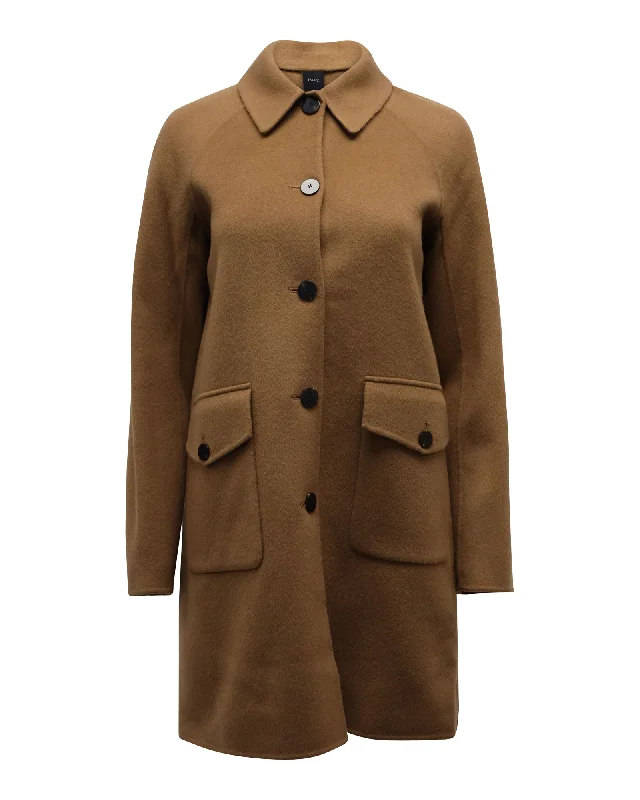 Theory Long Coat in Brown Laine