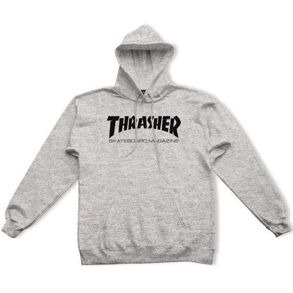 Men hoodie with a drawstring hood and adjustable hem Thrasher Skate Mag Logo Hoody Grey Men hoodie with a drawstring hood and adjustable hem Thrasher Skate Mag Logo Hoody Grey