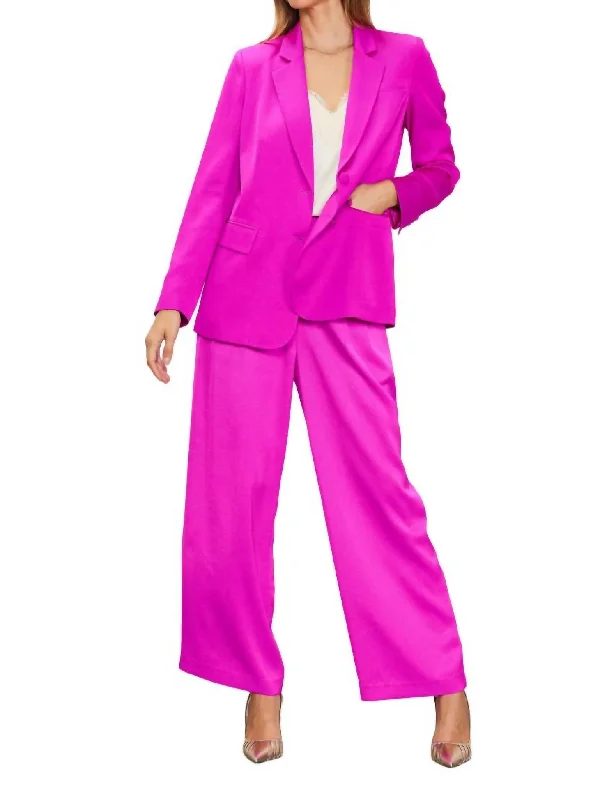 Women's Satin Blazer - Plus In Magenta