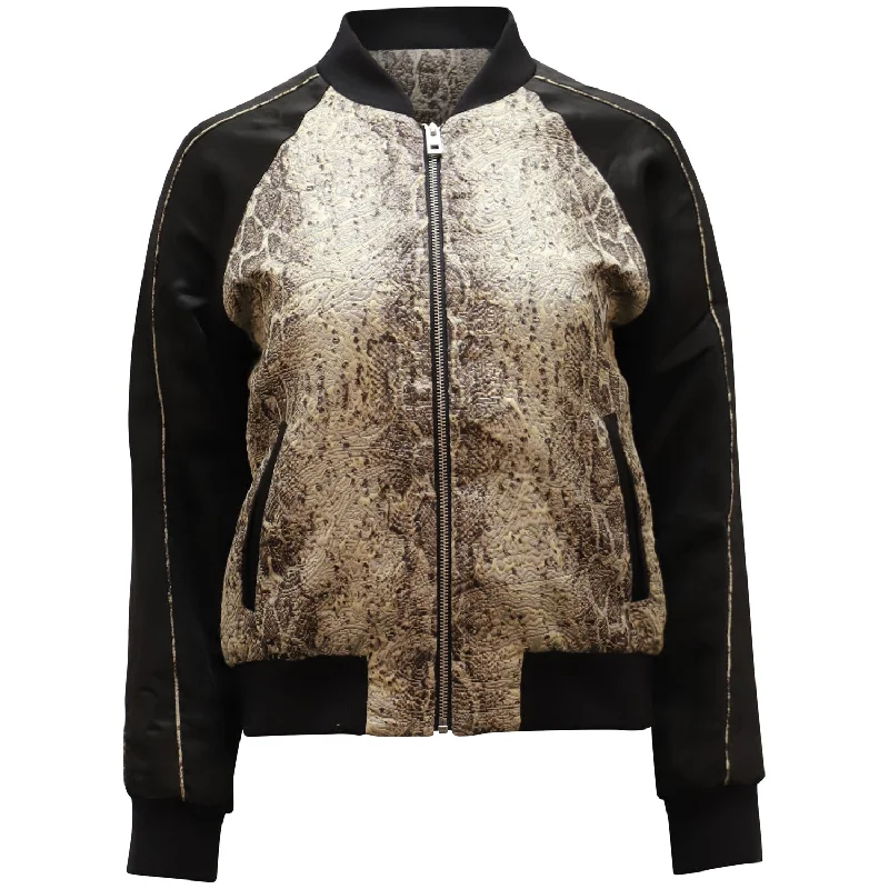 Zadig and Voltaire Billy Snake Deluxe Bomber Jacket in Black Polyester