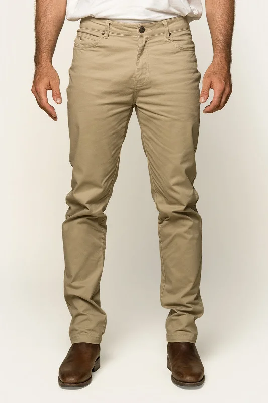 Men's Jeans with a Button - Fly for a Traditional and Classic Aesthetic Avondale Mens 5 Pocket Stretch Drill Jeans - Khaki Men's Jeans with a Button - Fly for a Traditional and Classic Aesthetic Avondale Mens 5 Pocket Stretch Drill Jeans - Khaki