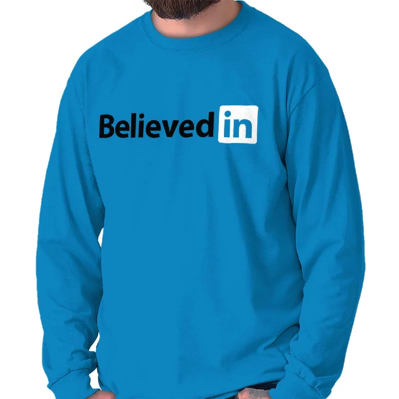 Men's long sleeve military - style utility shirts with multiple pockets Believed in Long Sleeve T-shirt Men's long sleeve military - style utility shirts with multiple pockets Believed in Long Sleeve T-shirt